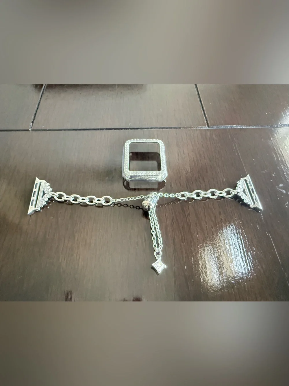Silver Crystal Apple Watch Connector and Bezel Set - Women's Accessory